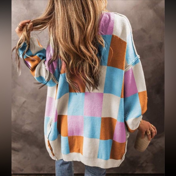 Luxe Color Block Open Front Long Sleeve Knit Sweater Cardigan - Picture 2 of 16